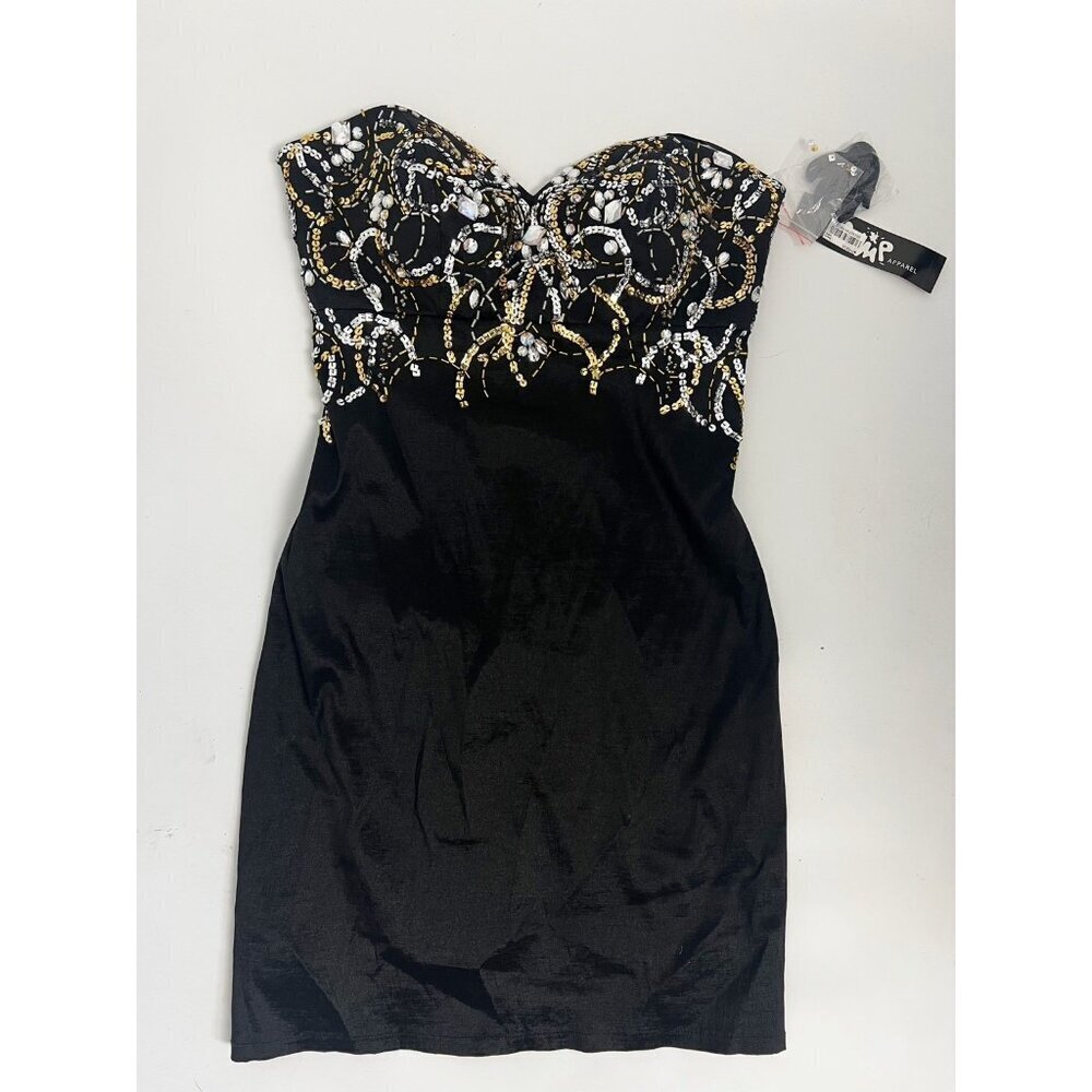 Vtg jump apparel by wendye chaitin Black Beaded Sparkle Evening Mini Dress NWT